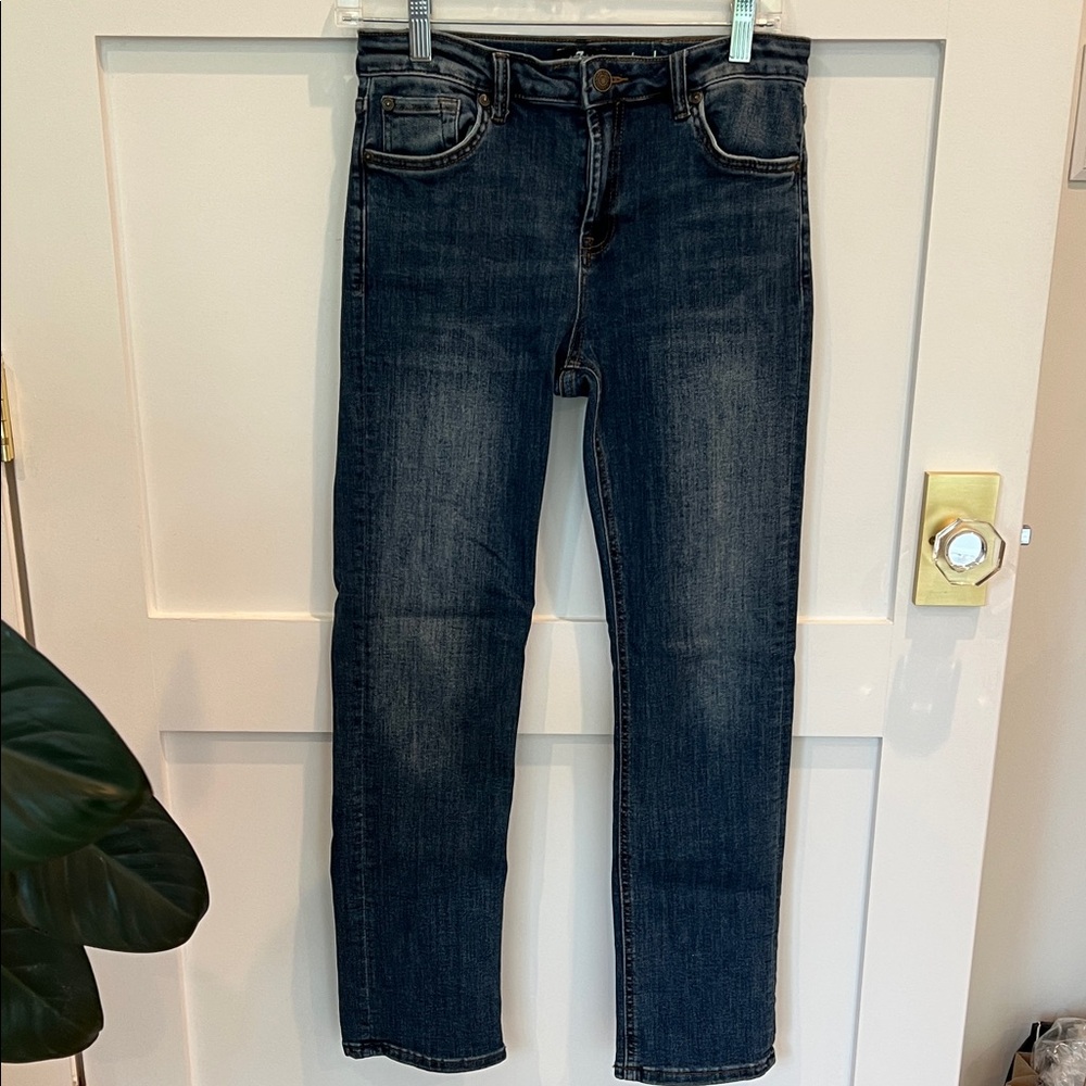 7 For All Mankind Dark Blue Straight Jeans 14